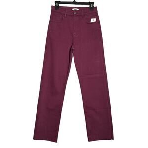 NWT MAVI BARCELONA High Rise Wide Leg Jeans SIZE 27 x 29 Wine Raw Hem Denim